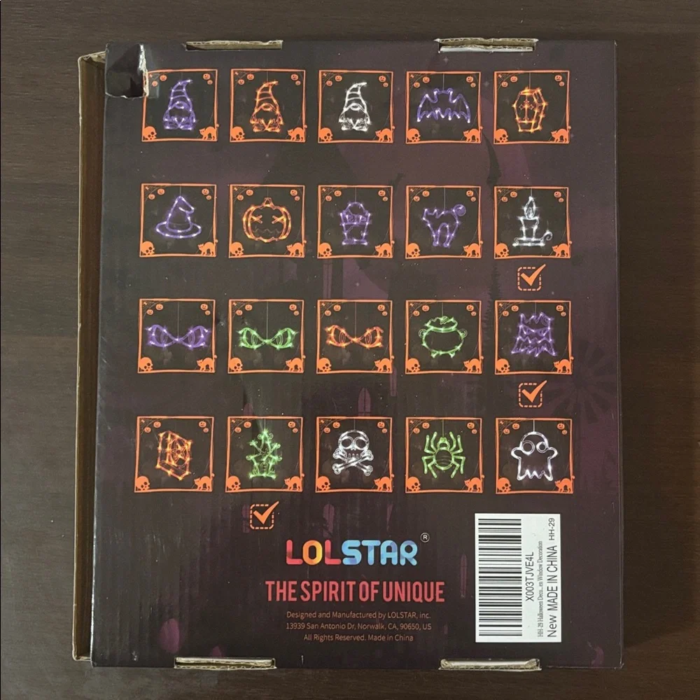 LOLSTAR HALLOWEEN LIGHT WINDOW DECORATIONS, NEW NEVER USED, IN BOX (Damaged Box)